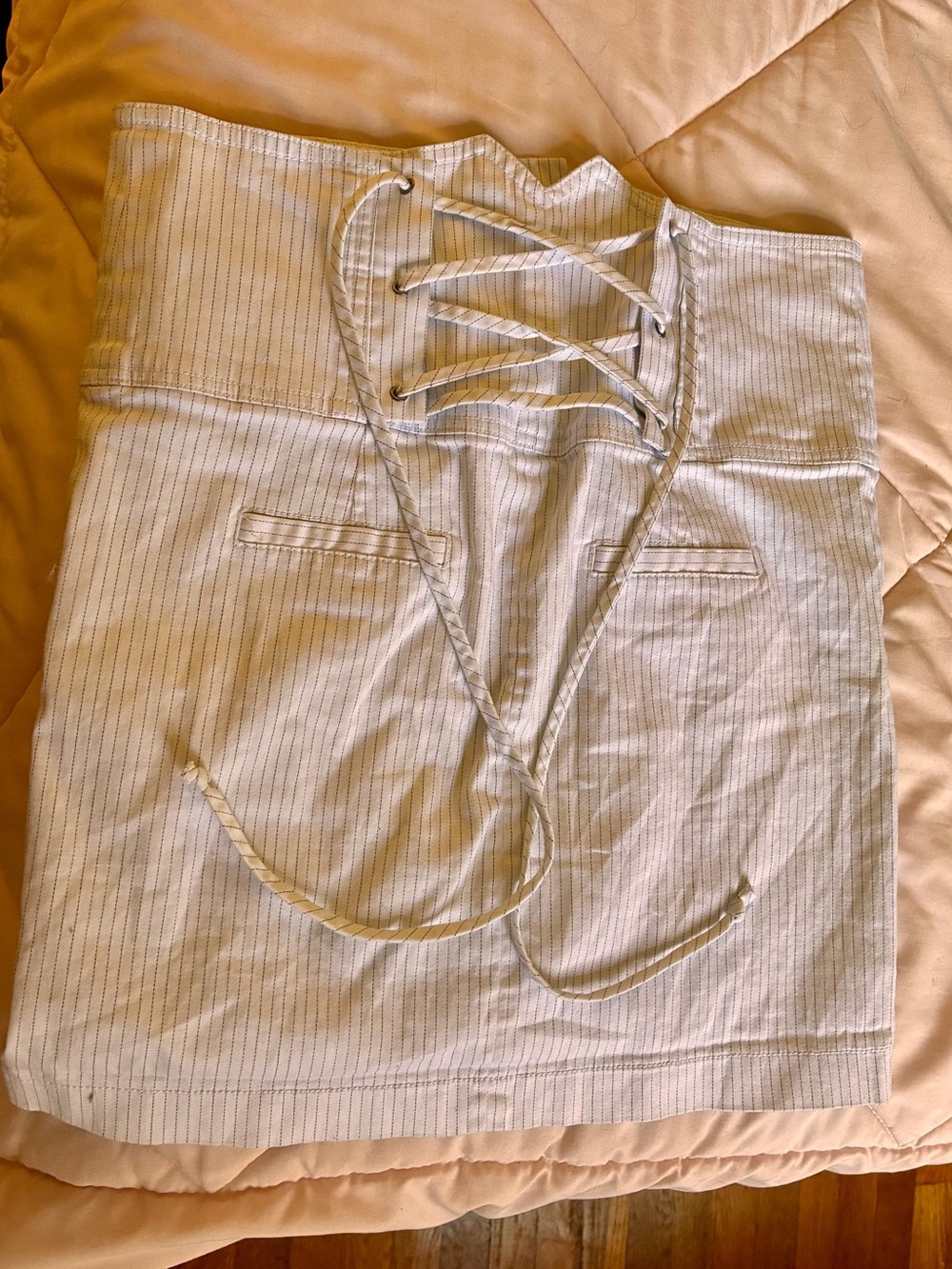 Guess Jeans Striped Lace-Up Denim Skirt